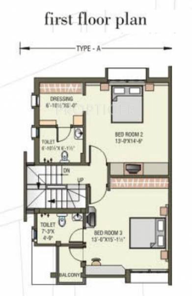 Shreenath Group Shreenath Residency Floor Plan (3BHK+3T)
