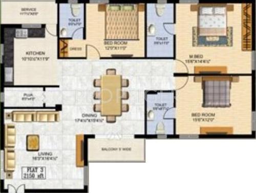 Vamsiram Jyothi BRKR (3BHK+3T (2,150 sq ft) 2150 sq ft)