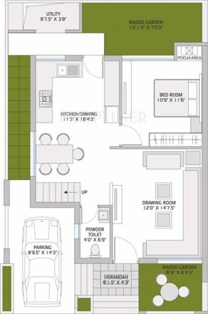 Pawan Group Vicenza Marigold Floor Plan (5BHK+3T + Study Room)