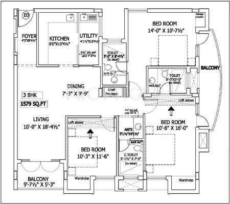 Shriram Vijaya Hyyde Park Apartments (3BHK+3T (1,579 sq ft) 1579 sq ft)