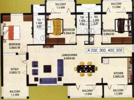 Abel Oakleaf Homes (3BHK+3T (2,000 sq ft) + Study Room 2000 sq ft)