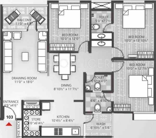 Avalon Courtyard 2 (3BHK+3T (1,926 sq ft) 1926 sq ft) Avalon Courtyard 2 (3BHK+3T (1,926 sq ft) 1926 sq ft)