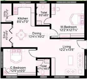 Aryamitra Orchids (2BHK+2T (1,041 sq ft) 1041 sq ft)