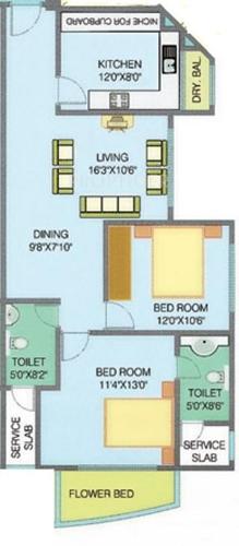 Nahar Yarrow Yucca Vinca (2BHK+2T (900 sq ft) 900 sq ft)