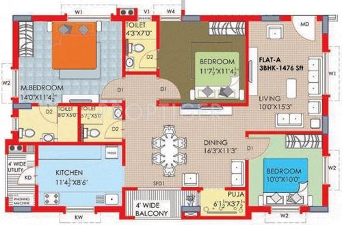 Riddhi Nest (3BHK+3T (1,476 sq ft) 1476 sq ft)
