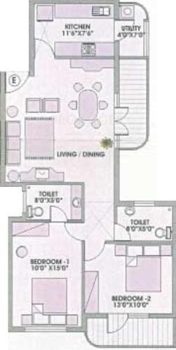 Shiviri Pearl Garden (2BHK+2T (1,130 sq ft) 1130 sq ft)