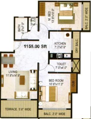 Shree Heights (2BHK+2T (1,155 sq ft) 1155 sq ft)
