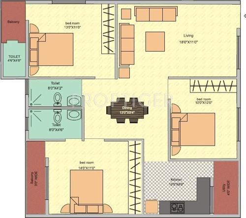 Amigo Sri Sai Paradise (3BHK+3T (1,460 sq ft) 1460 sq ft)