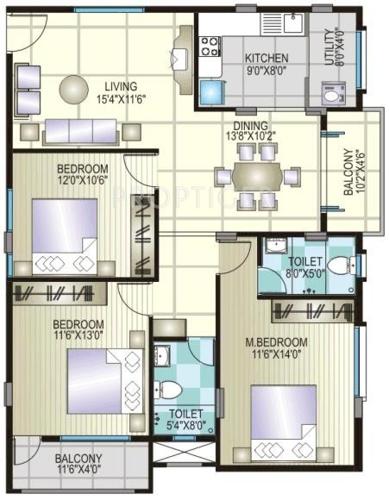 Amigo Agna Indraprasta (3BHK+2T (1,435 sq ft) 1435 sq ft)