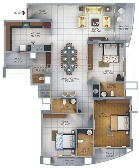 SFS Homes Cyber Palms Silver Floor Plan (3BHK+3T)