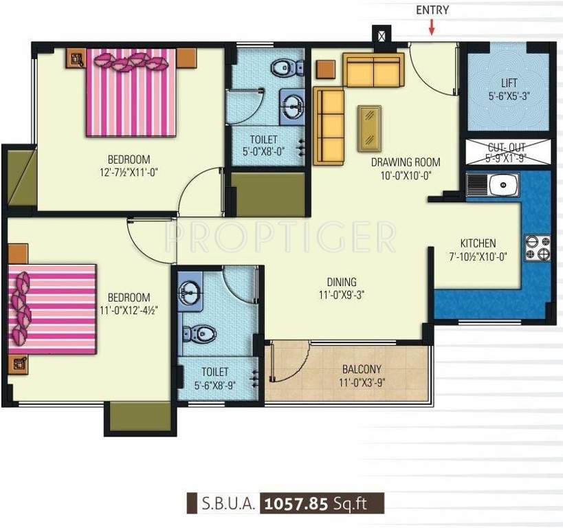 Manglam Kanak Residency (2BHK+2T (1,057 sq ft) 1057 sq ft)