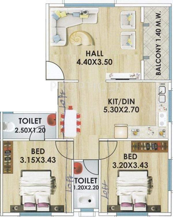 Trimurti Saptashrungi Lila (2BHK+2T (980 sq ft) 980 sq ft)