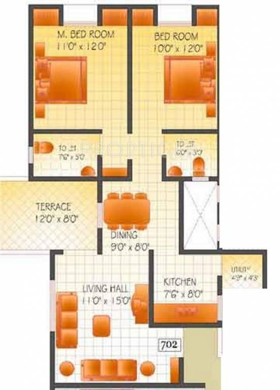 Ghatge Evergeen Homes Phase3 (2BHK+2T (1,016 sq ft) 1016 sq ft)