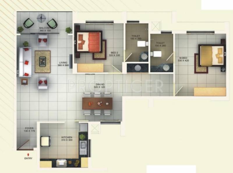 SFS Cityscapes Cedar and Pine (2BHK+2T (1,280 sq ft) 1280 sq ft)