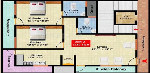 Balaji Homes (2BHK+2T (1,187 sq ft) 1187 sq ft)
