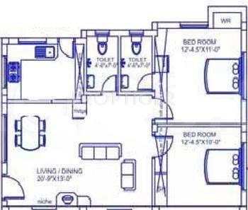 Palace Sai Karthik (2BHK+2T (965 sq ft) 965 sq ft)