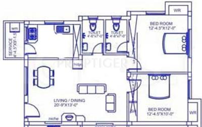 Palace Sai Karthik (2BHK+2T (1,020 sq ft) 1020 sq ft)