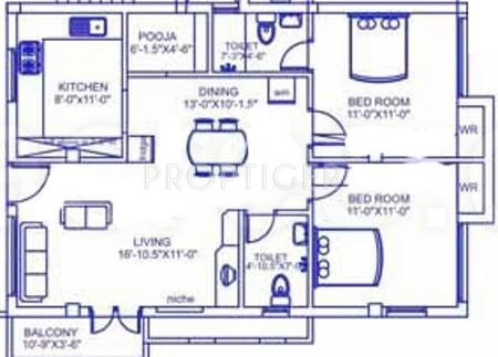 Palace Sai Karthik (2BHK+2T (1,100 sq ft)   Pooja Room 1100 sq ft)