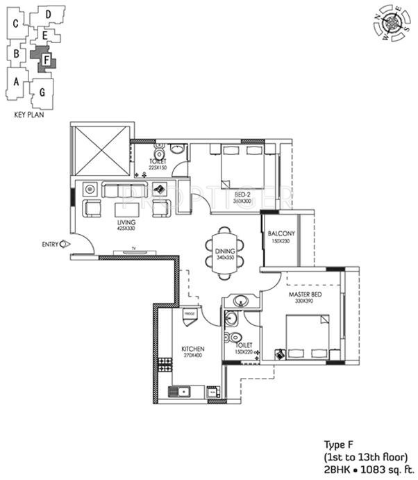SFS Stanford (2BHK+2T (1,083 sq ft) 1083 sq ft)