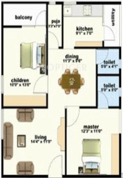 VR Ram Residency Phase 2 (2BHK+2T (1,025 sq ft) + Pooja Room 1025 sq ft) VR Ram Residency Phase 2 (2BHK+2T (1,025 sq ft) + Pooja Room 1025 sq ft)