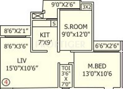 Rashmi Rashmi Pride Floor Plan (2BHK+2T)