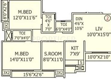 Rashmi Rashmi Pride Floor Plan (3BHK+3T)