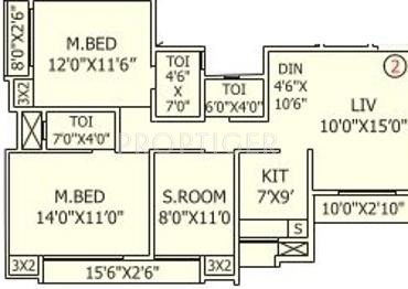 Floor Plan (3BHK+3T) Rashmi Rashmi Pride Floor Plan (3BHK+3T)