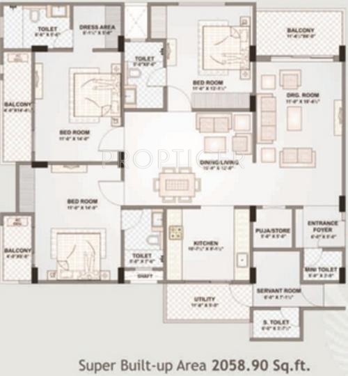 Felicity Emerald (3BHK+5T (2,058 sq ft) + Servant Room 2058 sq ft)