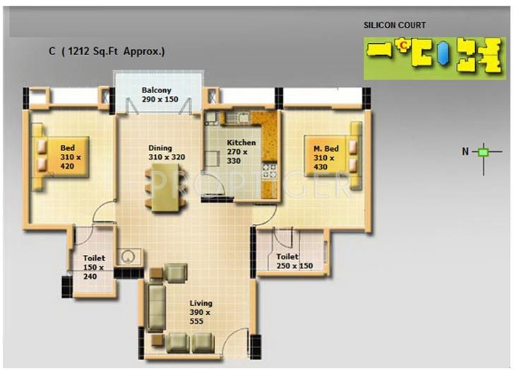 SFS Silicon Park (2BHK+2T (1,212 sq ft) 1212 sq ft)