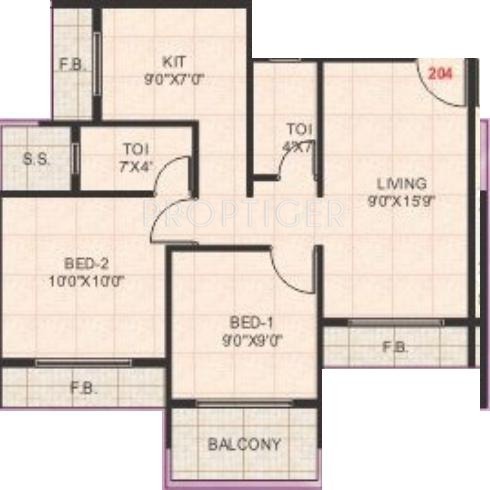 Om Jalaram Apartment (2BHK+2T (955 sq ft) 955 sq ft)