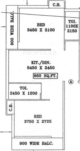 BK Anwesha (2BHK+2T (660 sq ft) 660 sq ft)