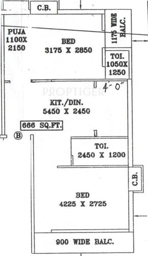 BK Anwesha (2BHK+2T (666 sq ft) 666 sq ft)