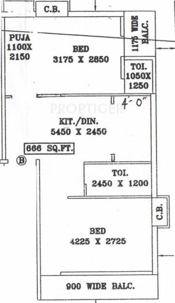 BK Anwesha (2BHK+2T (666 sq ft) 666 sq ft)