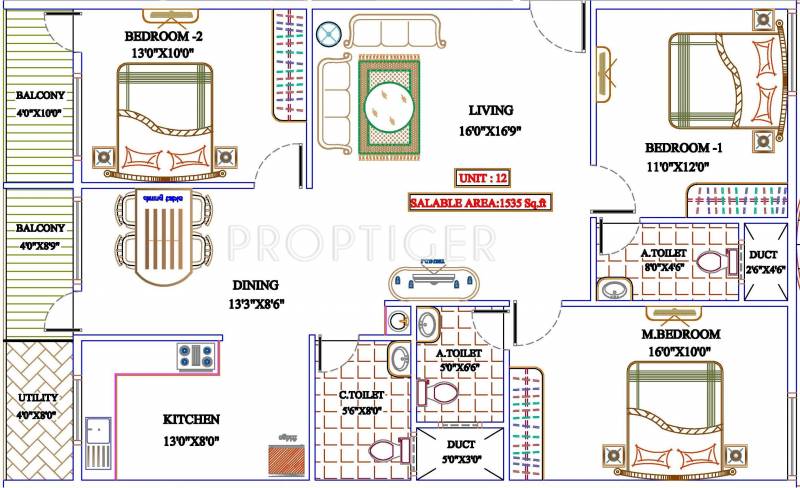 Mahaghar Vajra (3BHK+3T (1,535 sq ft) 1535 sq ft)