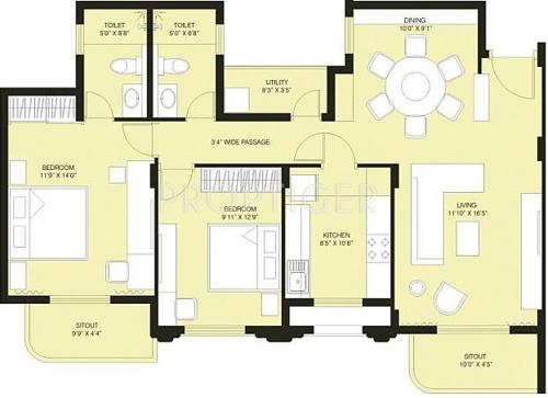 Peninsula Ashok Astoria (2BHK+2T (1,294 sq ft) 1294 sq ft)