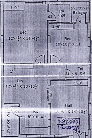 Cyber Krishna Paradise (2BHK+2T (1,260 sq ft) 1260 sq ft)