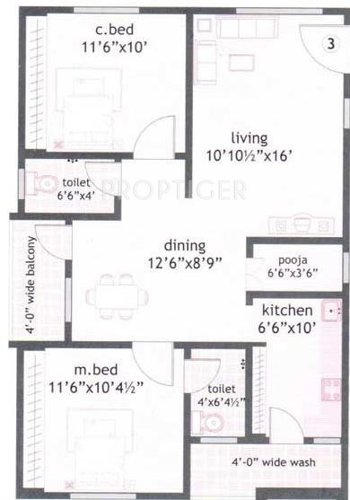Surya Constructions Builders And Developers Sai Tulasi Enclave (2BHK+2T (1,014 sq ft) 1014 sq ft)