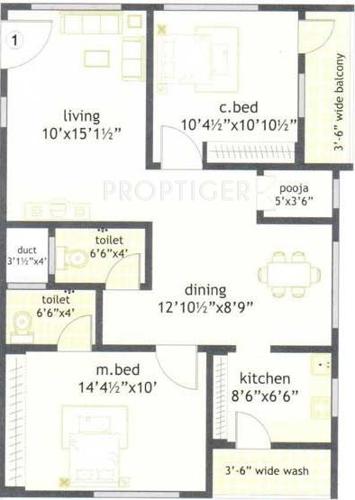 Surya Constructions Builders And Developers Sai Tulasi Enclave (2BHK+2T (1,043 sq ft) 1043 sq ft)