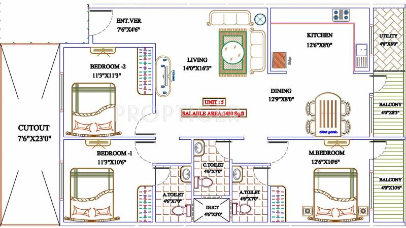 Mahaghar Vajra (3BHK+3T (1,450 sq ft) 1450 sq ft)