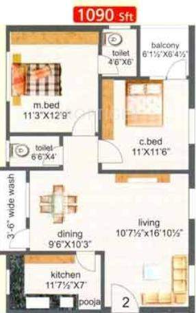 Vathsa Srinivasam (2BHK+2T (1,090 sq ft) 1090 sq ft)