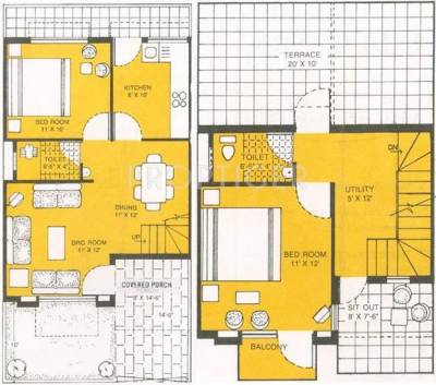 Floor Plan (2BHK+2T) IBD Universal Indus Park Phase 2 Floor Plan (2BHK+2T)