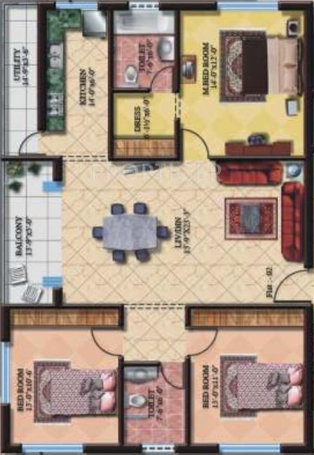 Aliens Valley Apartment (3BHK+3T (1,535 sq ft) 1535 sq ft)