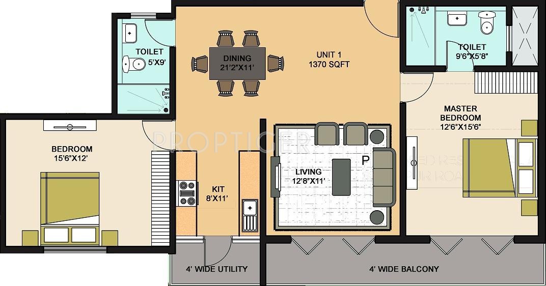 MSR Lotuss (2BHK+2T (1,370 sq ft) 1370 sq ft) MSR Lotuss (2BHK+2T (1,370 sq ft) 1370 sq ft)