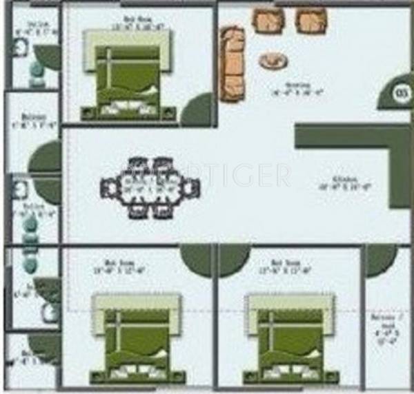 SML Maple Tree (3BHK+3T (1,490 sq ft) 1490 sq ft)