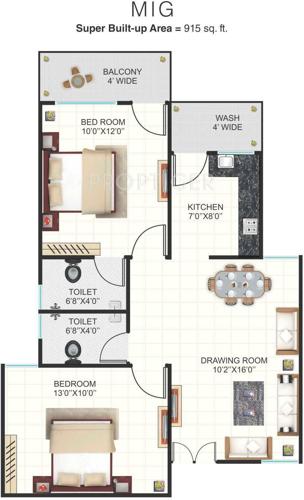 United City Apartments (2BHK+2T (915 sq ft) 915 sq ft) United City Apartments (2BHK+2T (915 sq ft) 915 sq ft)