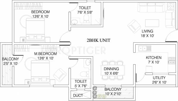 Samruddhi Bliss (2BHK+2T (1,260 sq ft) 1260 sq ft)