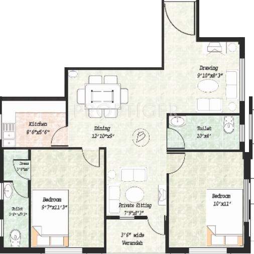 Sree Balaji Twin (2BHK+2T (1,030 sq ft) 1030 sq ft)