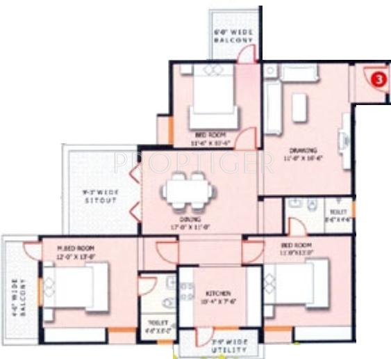 Saroj Indira Residency (3BHK+3T (1,595 sq ft) 1595 sq ft)