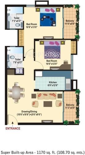 Ashiana Rangoli Gardens (2BHK+2T (1,170 sq ft) 1170 sq ft) Ashiana Rangoli Gardens (2BHK+2T (1,170 sq ft) 1170 sq ft)
