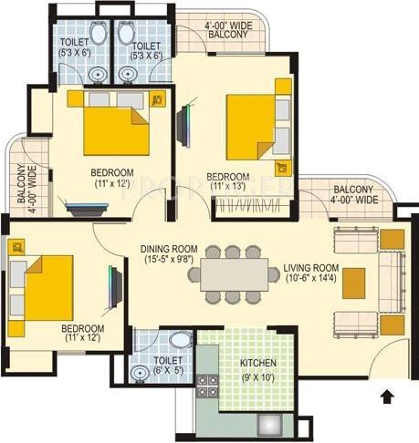 Manglam Grand Vistas (3BHK+3T (1,380 sq ft) 1380 sq ft)